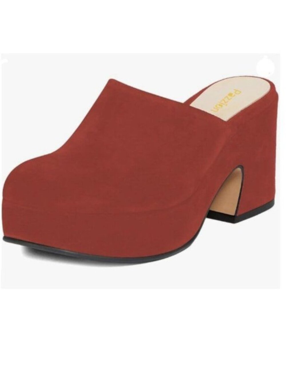 Pazzion Womens Comfy Thick Platform Round Closed Toe Clogs Mules Slippers Red